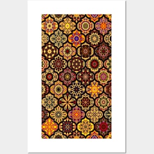 Moroccan tile golden pattern Posters and Art